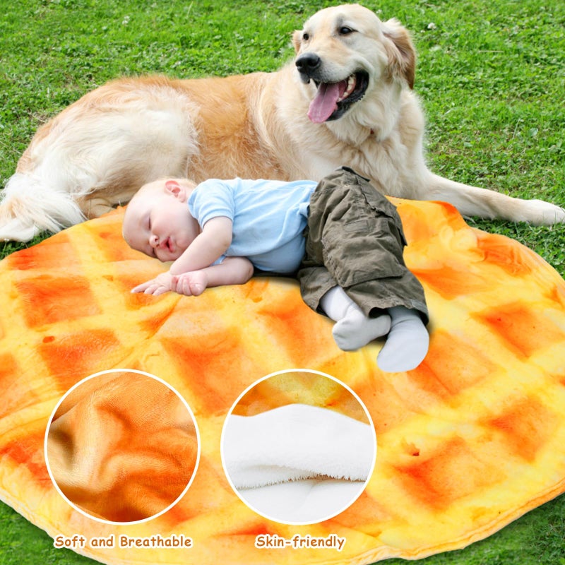 Outivity Waffles Blanket, Tortilla Blanket for Adults and Kids, Funny Food Throw Blanket, Novelty Gifts for Everyone, Soft Throw Blanket for Bed Couch or Travel - 71 inchs Waffle - Image 4